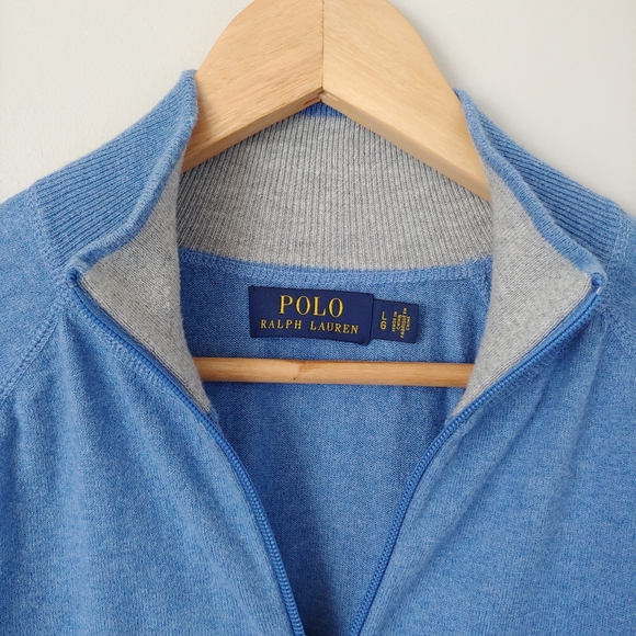 Polo Ralph Lauren Full Zip Cotton Sweater Size Large Blue - Picture 8 of 15